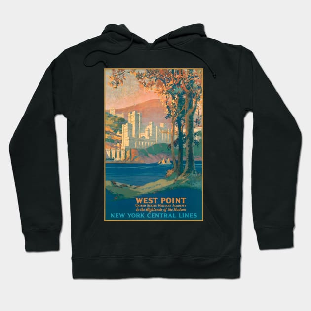 1927 New York Central Lines Railroad Poster - West Point New York Hoodie by MatchbookGraphics